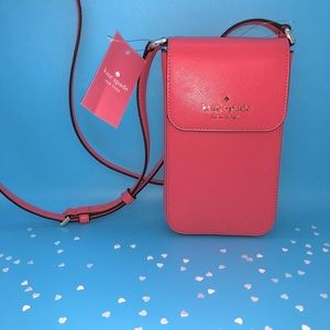Kate Spade Staci North/South Flap Phone Crossbody in Garden Pink